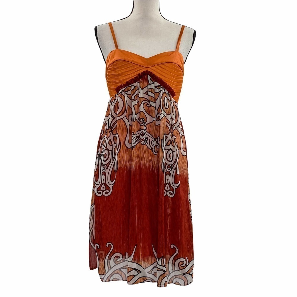 KATIA Sleeveless Smocked Mini Orange Red Dress